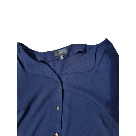 The Limited Womens Button-Down Blouse Navy Blue Size M Lightweight Polyester - Picture 3 of 5
